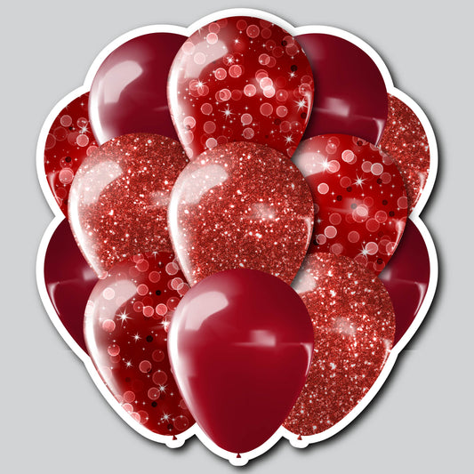 LARGE BALLOON CLUSTERS - RED GLITTER/BOKEH