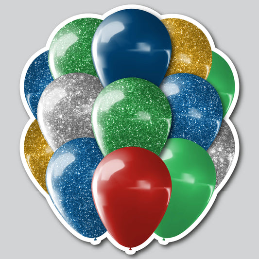 LARGE BALLOON CLUSTERS - RED/GREEN/BLUE/GOLD/SILVER
