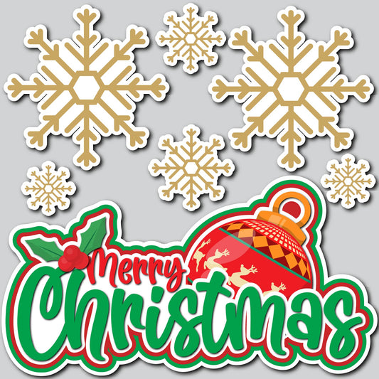 MERRY CHRISTMAS SHOP PANELS W/ SNOWFLAKES | Yard Card Set