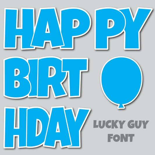 HAPPY BIRTHDAY EZ SET - LUCKY GUY - SOLID LIGHT BLUE