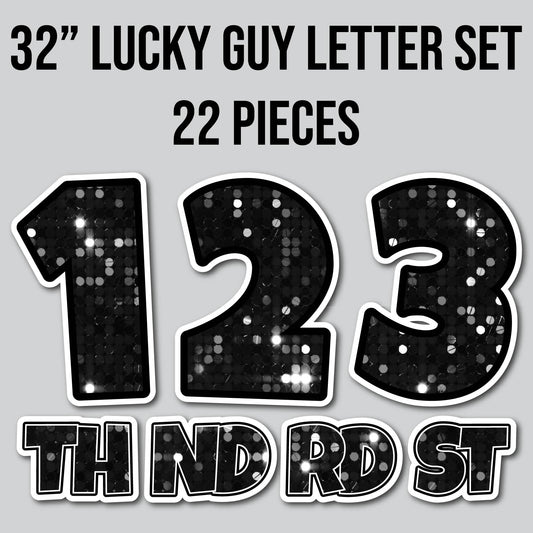 32" JUMBO LUCKY GUY NUMBERS - SEQUIN BLACK | Yard Card Set