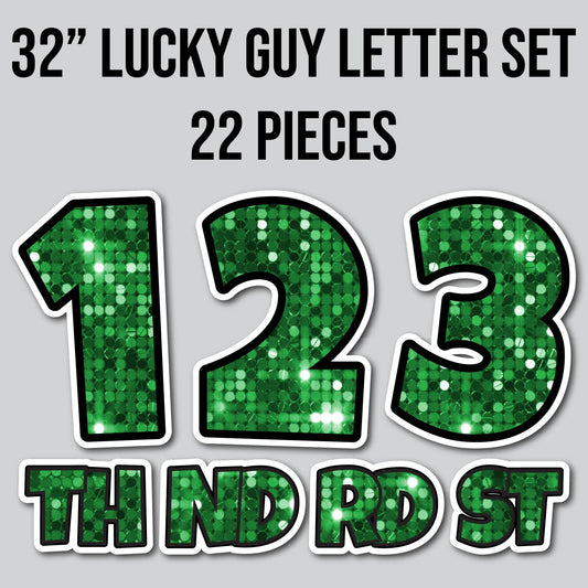 32" JUMBO LUCKY GUY NUMBERS - SEQUIN GREEN | Yard Card Set