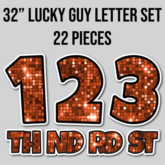 32" JUMBO LUCKY GUY NUMBERS - SEQUIN ORANGE | Yard Card Set