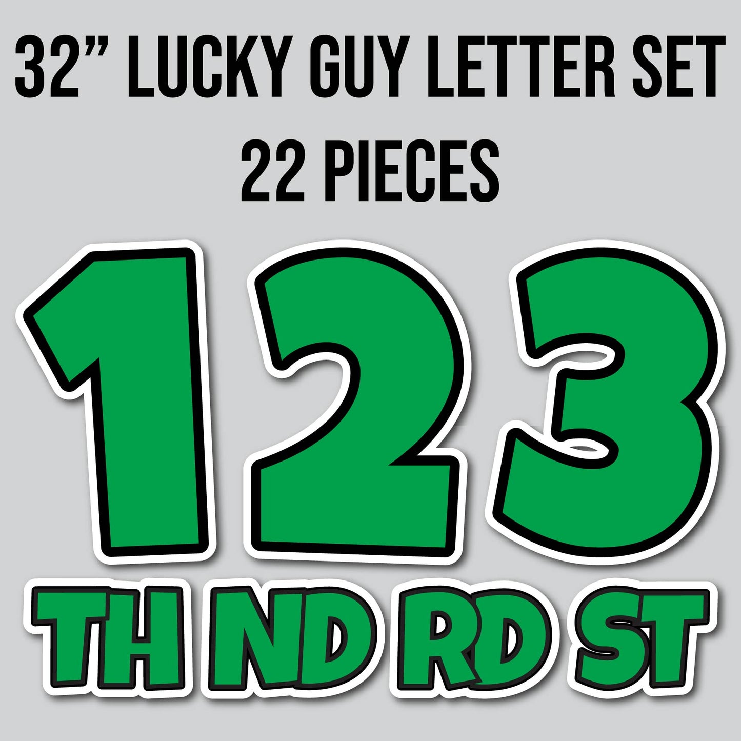 32" JUMBO LUCKY GUY NUMBERS - SOLID GREEN | Yard Card Set
