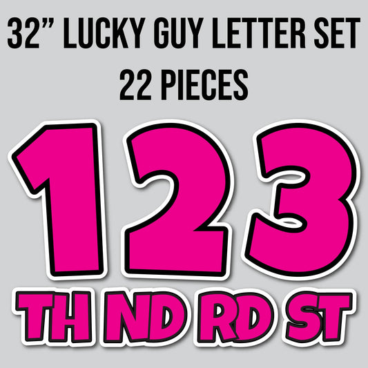 32" JUMBO LUCKY GUY NUMBERS - SOLID PINK | Yard Card Set