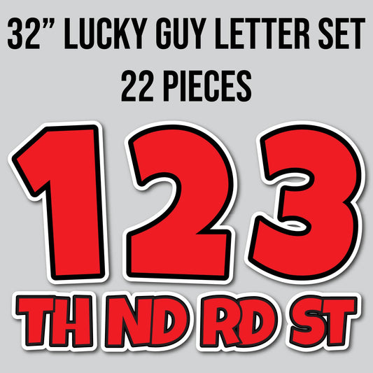 32" JUMBO LUCKY GUY NUMBERS - SOLID RED | Yard Card Set