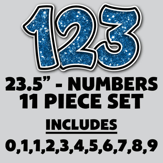 23.5” FULL SET BOUNCY BLUE CHUNKY GLITTER SHADOW NUMBERS - 11 PIECES
