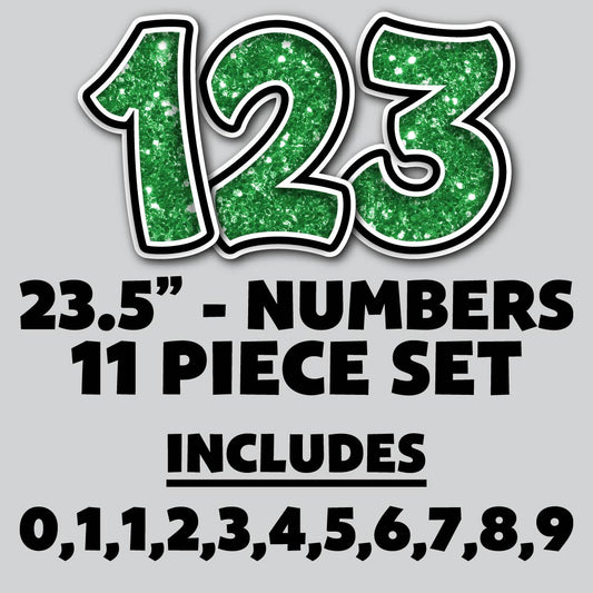 23.5” FULL SET BOUNCY GREEN CHUNKY GLITTER SHADOW NUMBERS - 11 PIECES