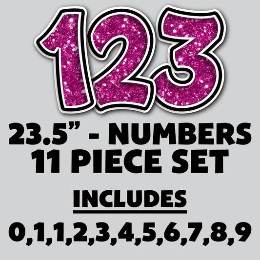 23.5” FULL SET BOUNCY PINK CHUNKY GLITTER SHADOW NUMBERS - 11 PIECES