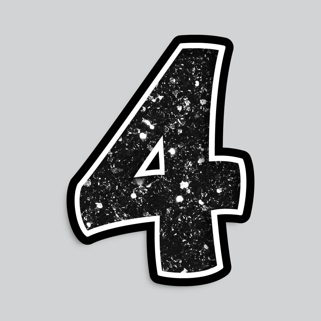 Copy of 23.5" INDIVIDUAL BOUNCY BLACK CHUNKY GLITTER SHADOW NUMBERS