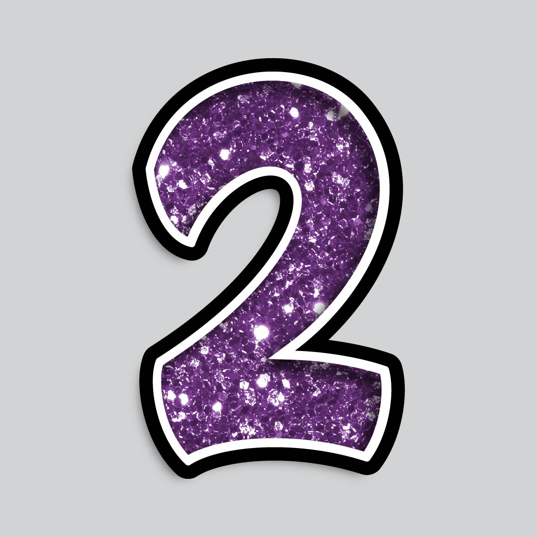 23.5" INDIVIDUAL BOUNCY PURPLE CHUNKY GLITTER SHADOW NUMBERS