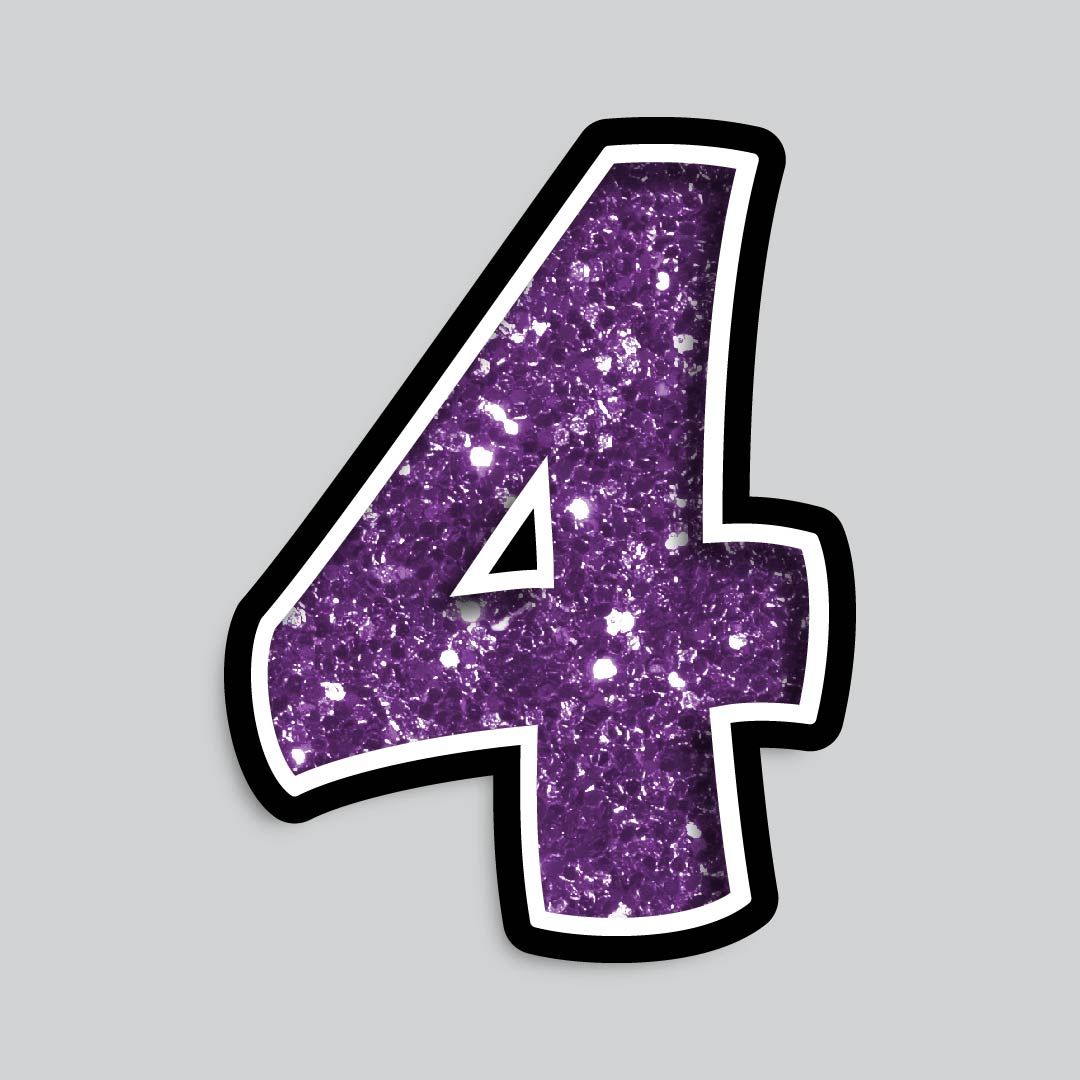 23.5" INDIVIDUAL BOUNCY PURPLE CHUNKY GLITTER SHADOW NUMBERS