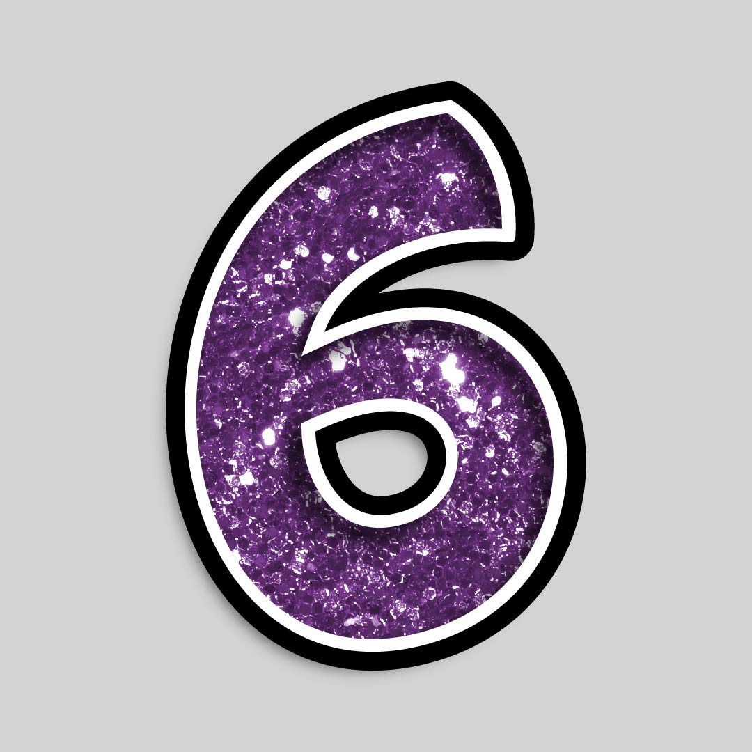 23.5" INDIVIDUAL BOUNCY PURPLE CHUNKY GLITTER SHADOW NUMBERS
