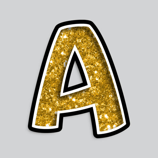 23.5” INDIVIDUAL BOUNCY GOLD CHUNKY GLITTER SHADOW LETTERS