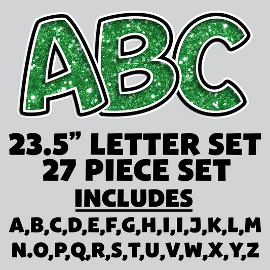 23.5” FULL SET BOUNCY GREEN CHUNKY GLITTER SHADOW LETTERS - 27 PIECES