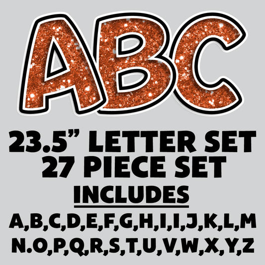 23.5” FULL SET BOUNCY ORANGE CHUNKY GLITTER SHADOW LETTERS - 27 PIECES