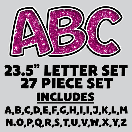 23.5” FULL SET BOUNCY PINK CHUNKY GLITTER SHADOW LETTERS - 27 PIECES