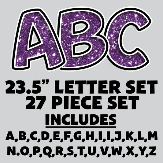 23.5” FULL SET BOUNCY PURPLE CHUNKY GLITTER SHADOW LETTERS - 27 PIECES