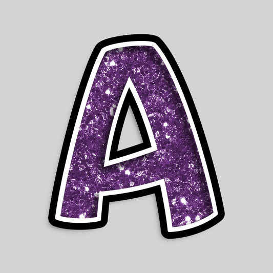 23.5” INDIVIDUAL BOUNCY PURPLE CHUNKY GLITTER SHADOW LETTERS