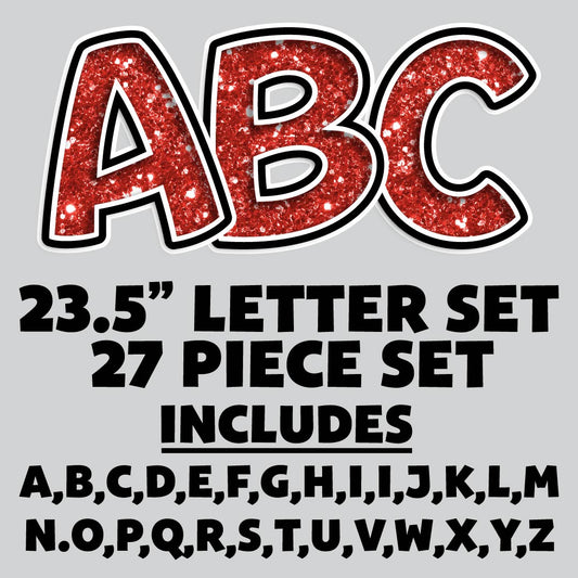 23.5” FULL SET BOUNCY RED CHUNKY GLITTER SHADOW LETTERS - 27 PIECES