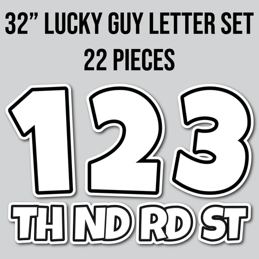 32" JUMBO LUCKY GUY NUMBERS - SOLID WHITE | Yard Card Set