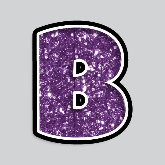 23.5” INDIVIDUAL LUCKY GUY PURPLE CHUNKY GLITTER LETTERS