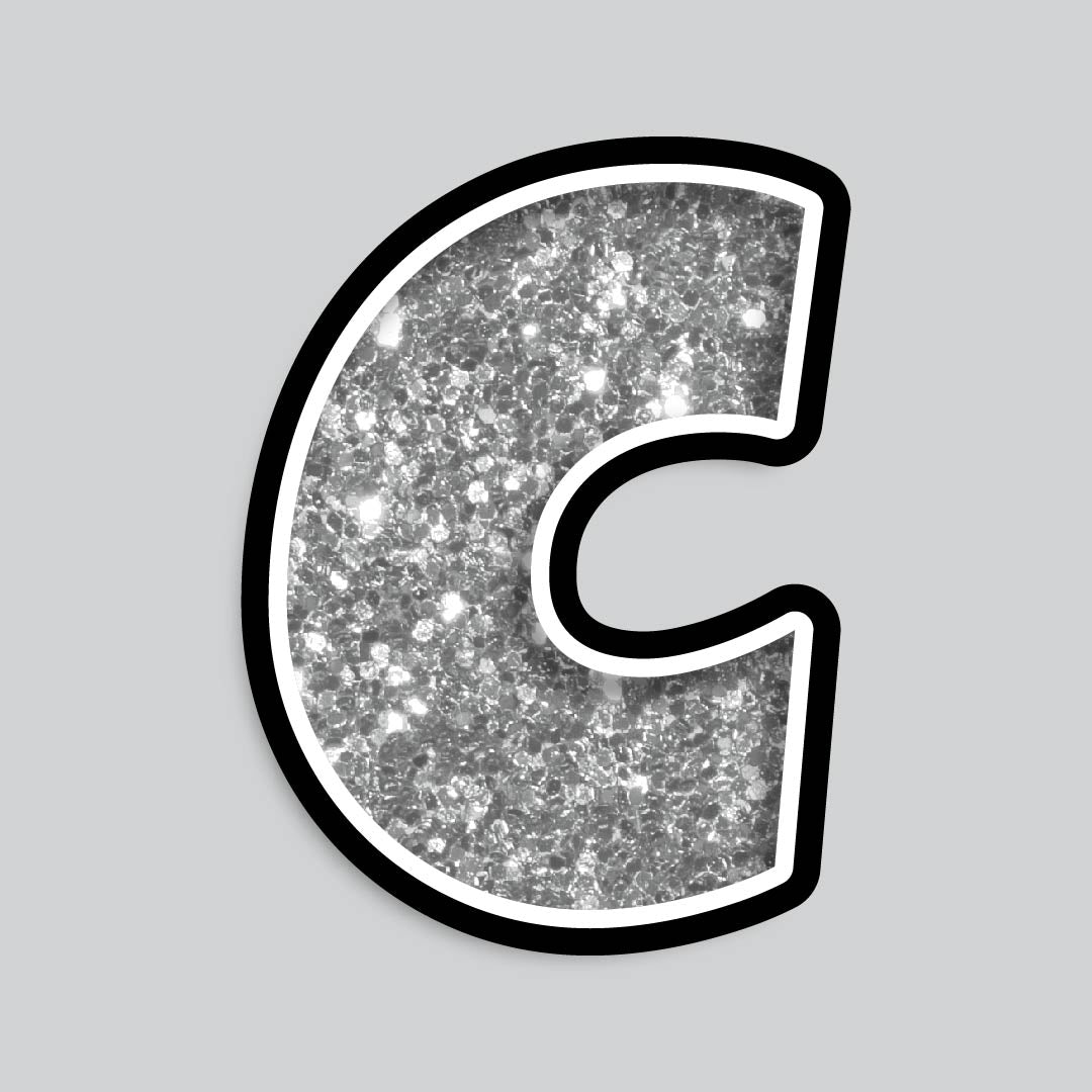 23.5” INDIVIDUAL LUCKY GUY SILVER CHUNKY GLITTER LETTERS