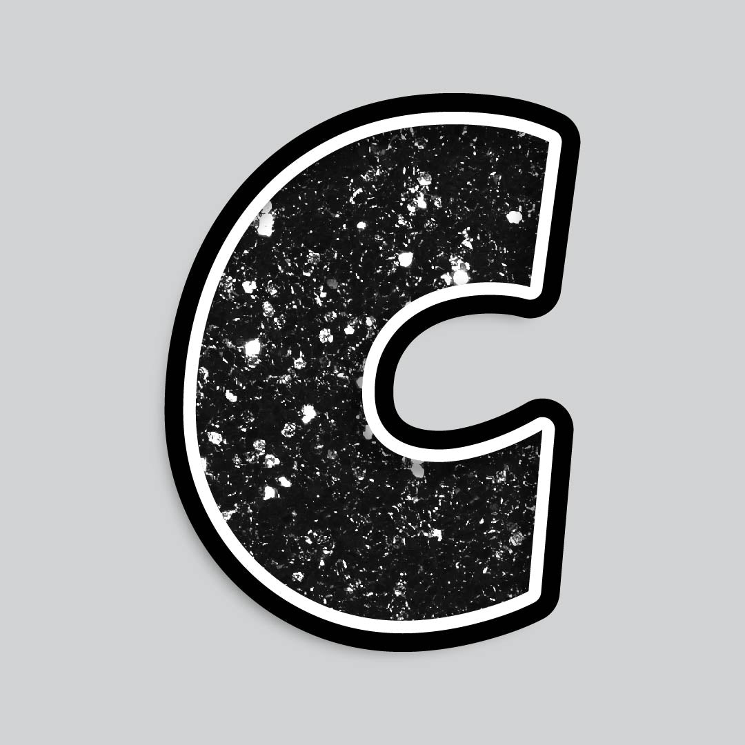 23.5” INDIVIDUAL LUCKY GUY BLACK CHUNKY GLITTER LETTERS