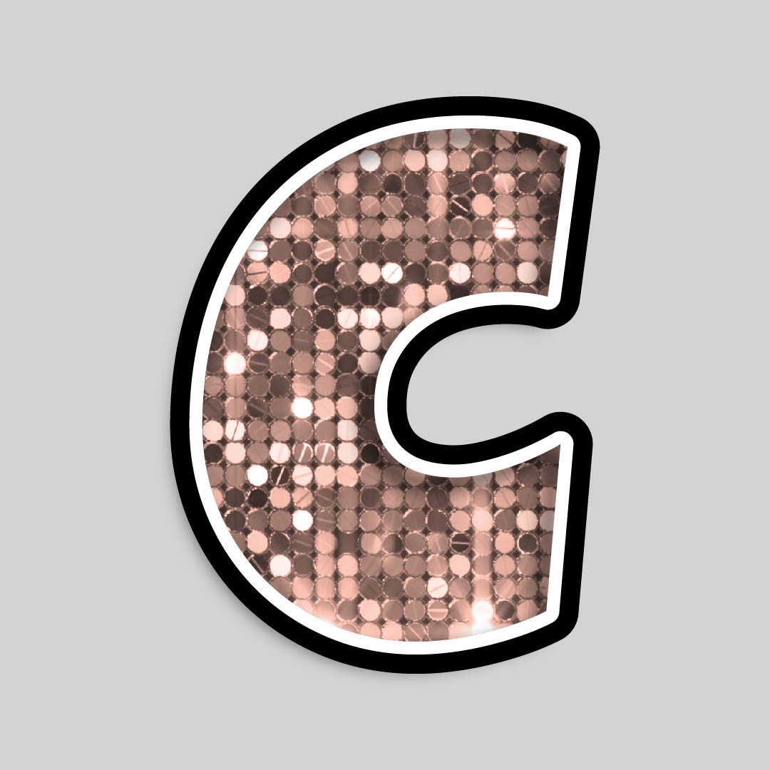 23.5” INDIVIDUAL LUCKY GUY SEQUIN ROSE GOLD SHADOW LETTERS