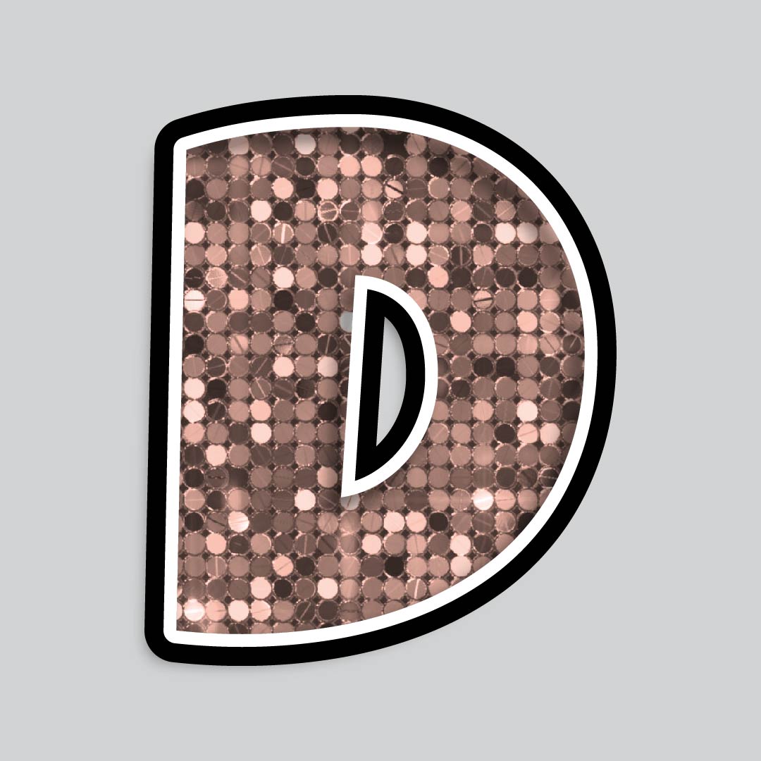 23.5” INDIVIDUAL LUCKY GUY SEQUIN ROSE GOLD SHADOW LETTERS