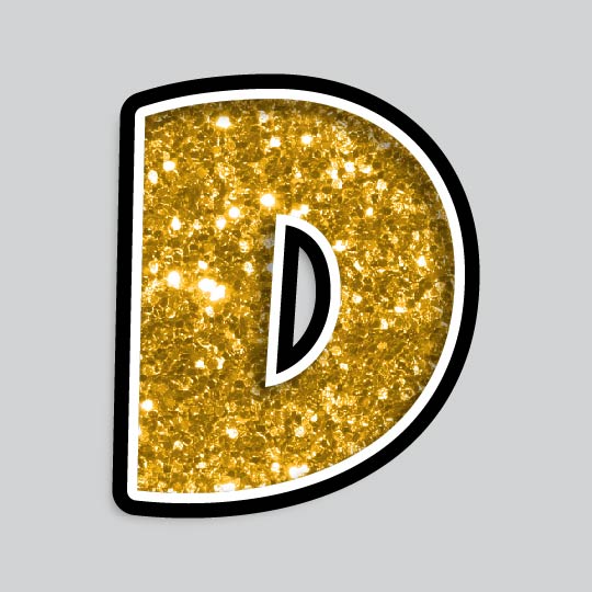 23.5” INDIVIDUAL LUCKY GUY GOLD CHUNKY GLITTER LETTERS