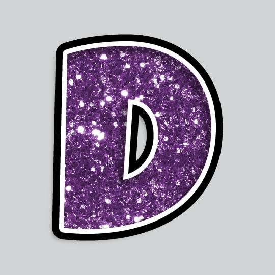 23.5” INDIVIDUAL LUCKY GUY PURPLE CHUNKY GLITTER LETTERS