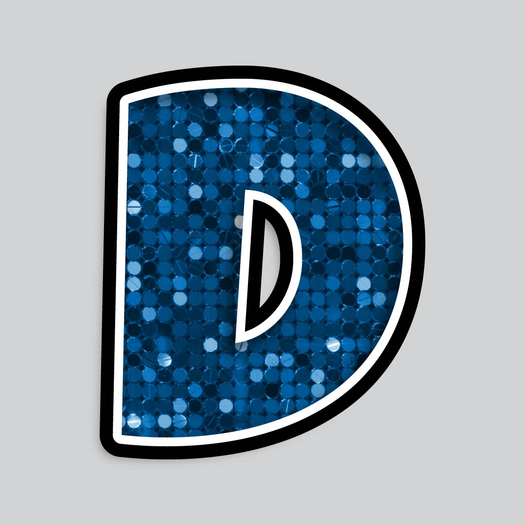 23.5” INDIVIDUAL LUCKY GUY SEQUIN BLUE SHADOW LETTERS