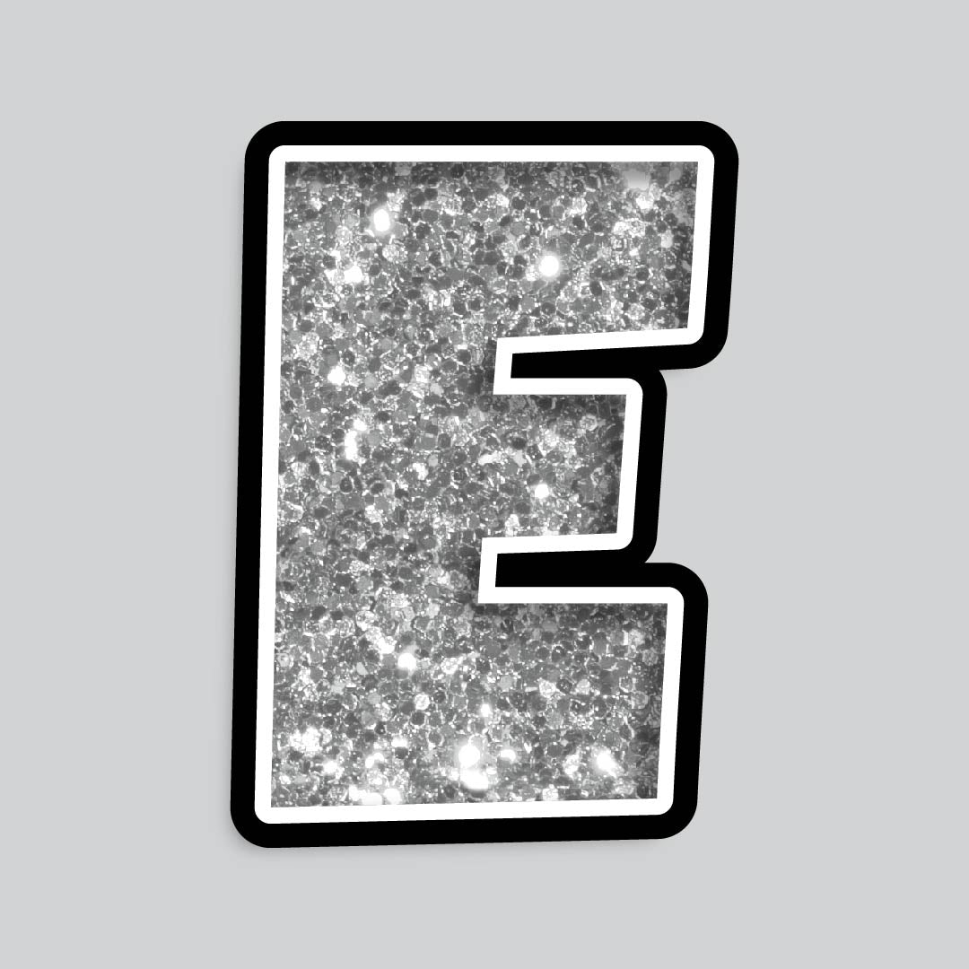23.5” INDIVIDUAL LUCKY GUY SILVER CHUNKY GLITTER LETTERS
