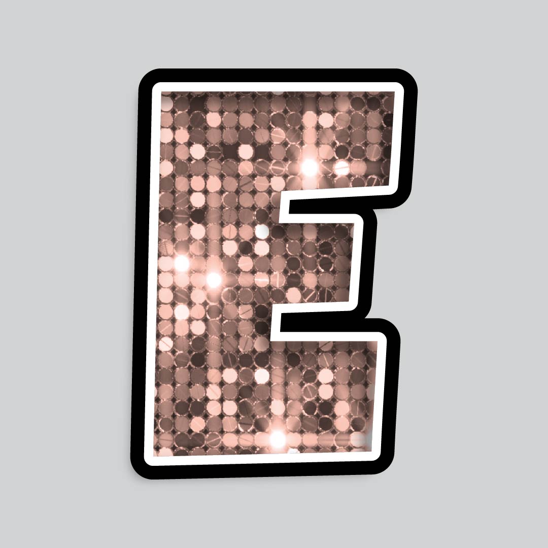 23.5” INDIVIDUAL LUCKY GUY SEQUIN ROSE GOLD SHADOW LETTERS