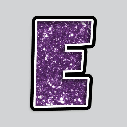 23.5” INDIVIDUAL LUCKY GUY PURPLE CHUNKY GLITTER LETTERS