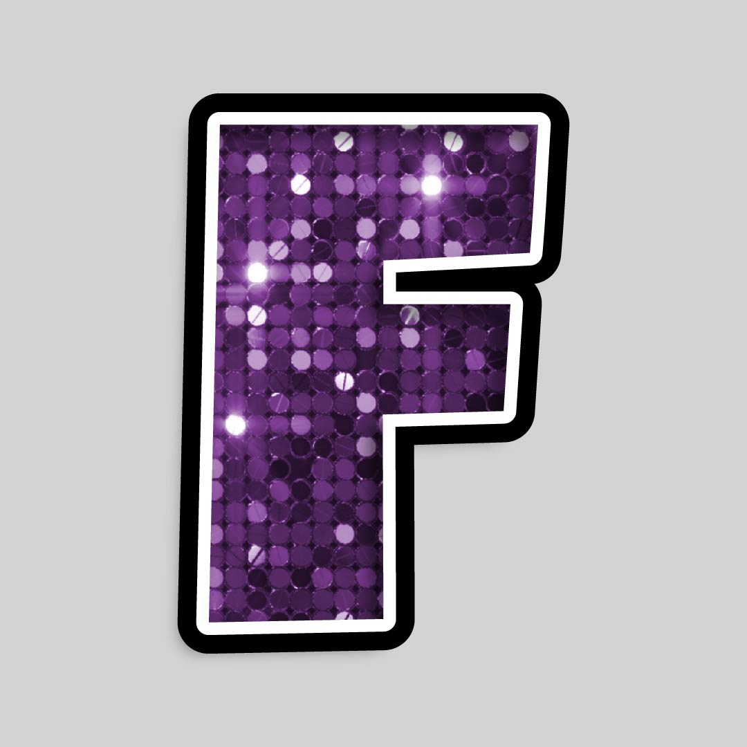 23.5” INDIVIDUAL LUCKY GUY SEQUIN PURPLE SHADOW LETTERS