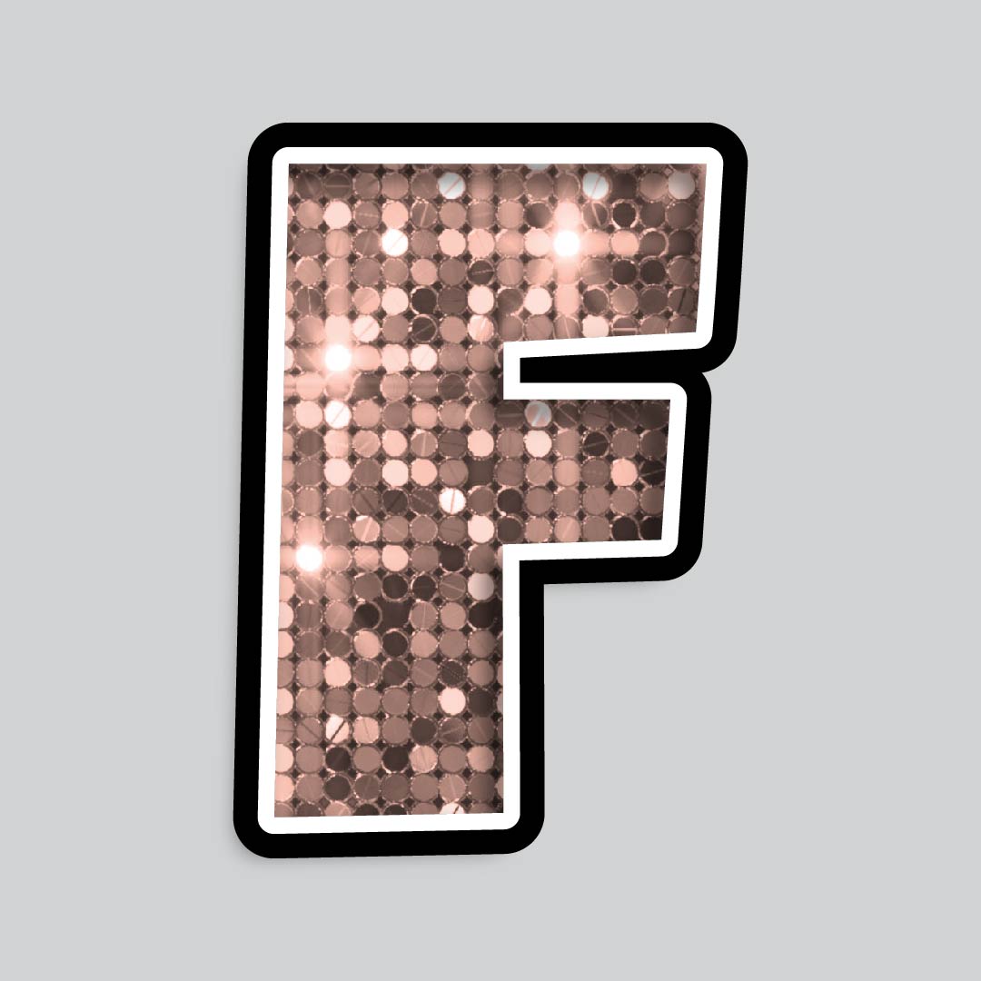 23.5” INDIVIDUAL LUCKY GUY SEQUIN ROSE GOLD SHADOW LETTERS
