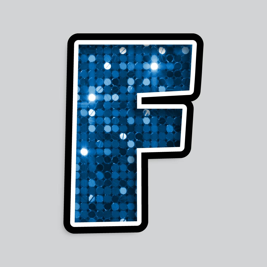 23.5” INDIVIDUAL LUCKY GUY SEQUIN BLUE SHADOW LETTERS