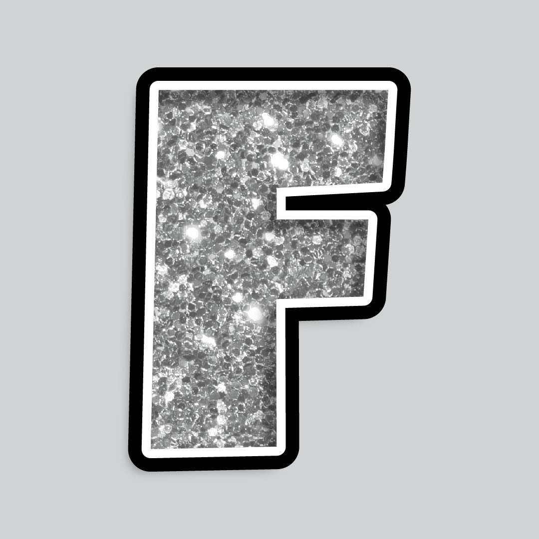 23.5” INDIVIDUAL LUCKY GUY SILVER CHUNKY GLITTER LETTERS
