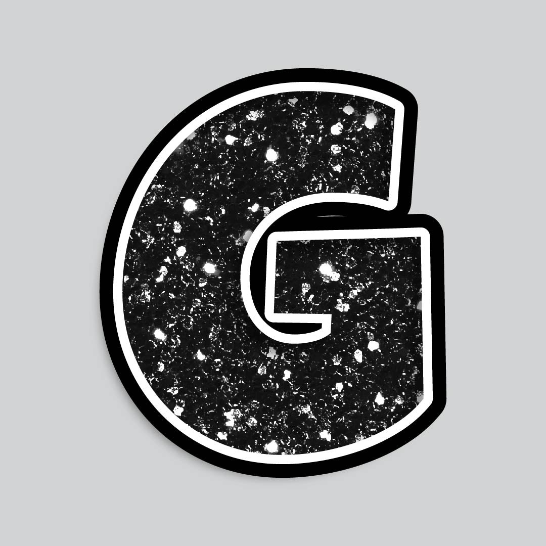 23.5” INDIVIDUAL LUCKY GUY BLACK CHUNKY GLITTER LETTERS
