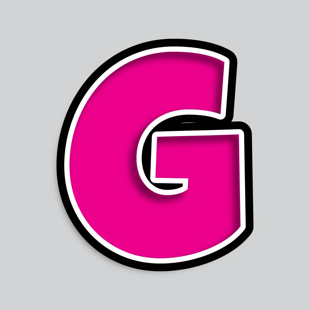 23.5” INDIVIDUAL LUCKY GUY PINK SHADOW LETTERS