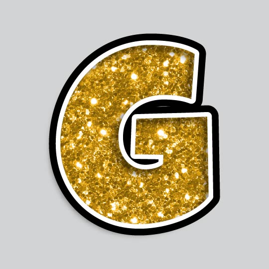 23.5” INDIVIDUAL LUCKY GUY GOLD CHUNKY GLITTER LETTERS