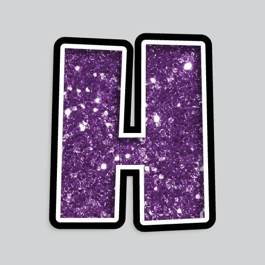 23.5” INDIVIDUAL LUCKY GUY PURPLE CHUNKY GLITTER LETTERS