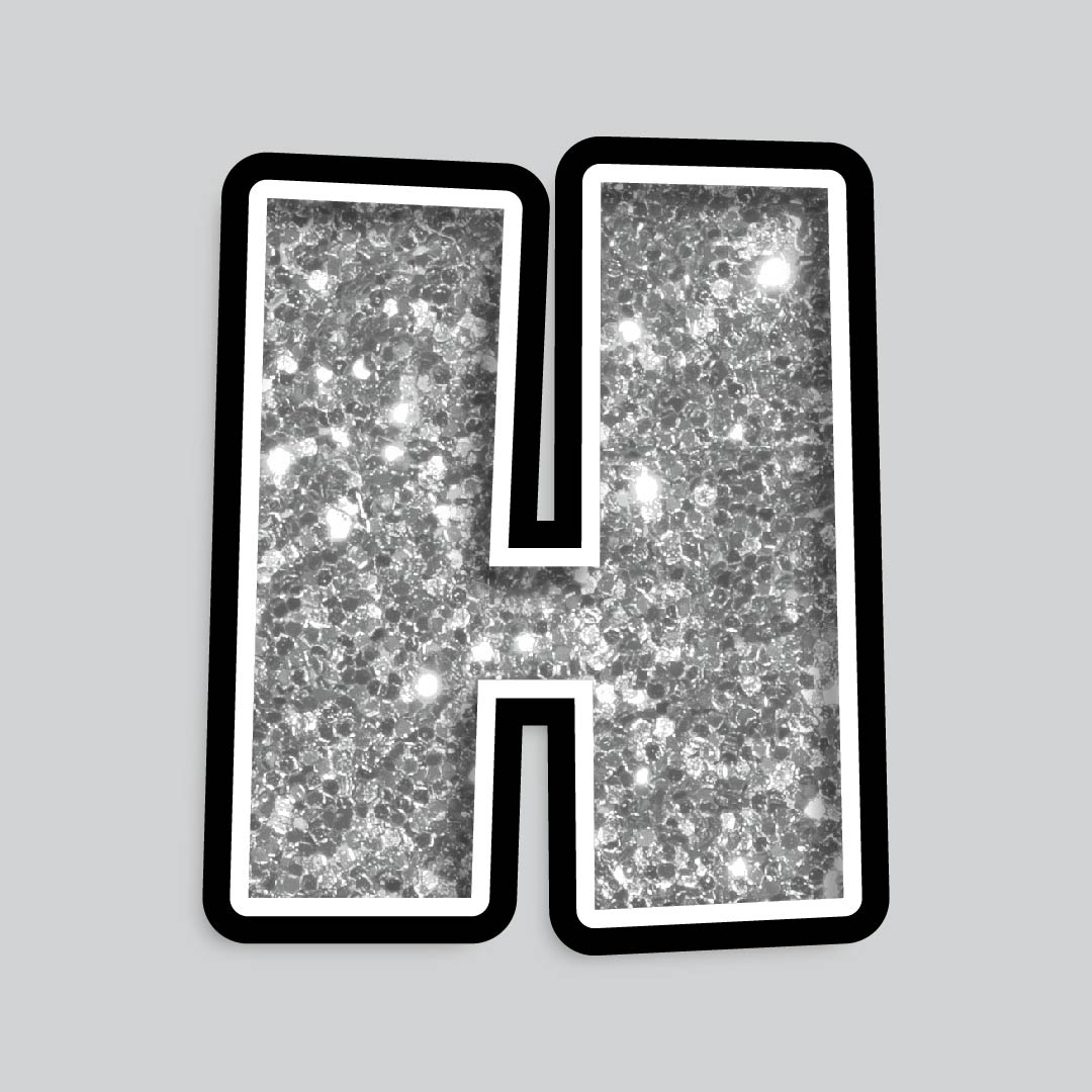 23.5” INDIVIDUAL LUCKY GUY SILVER CHUNKY GLITTER LETTERS