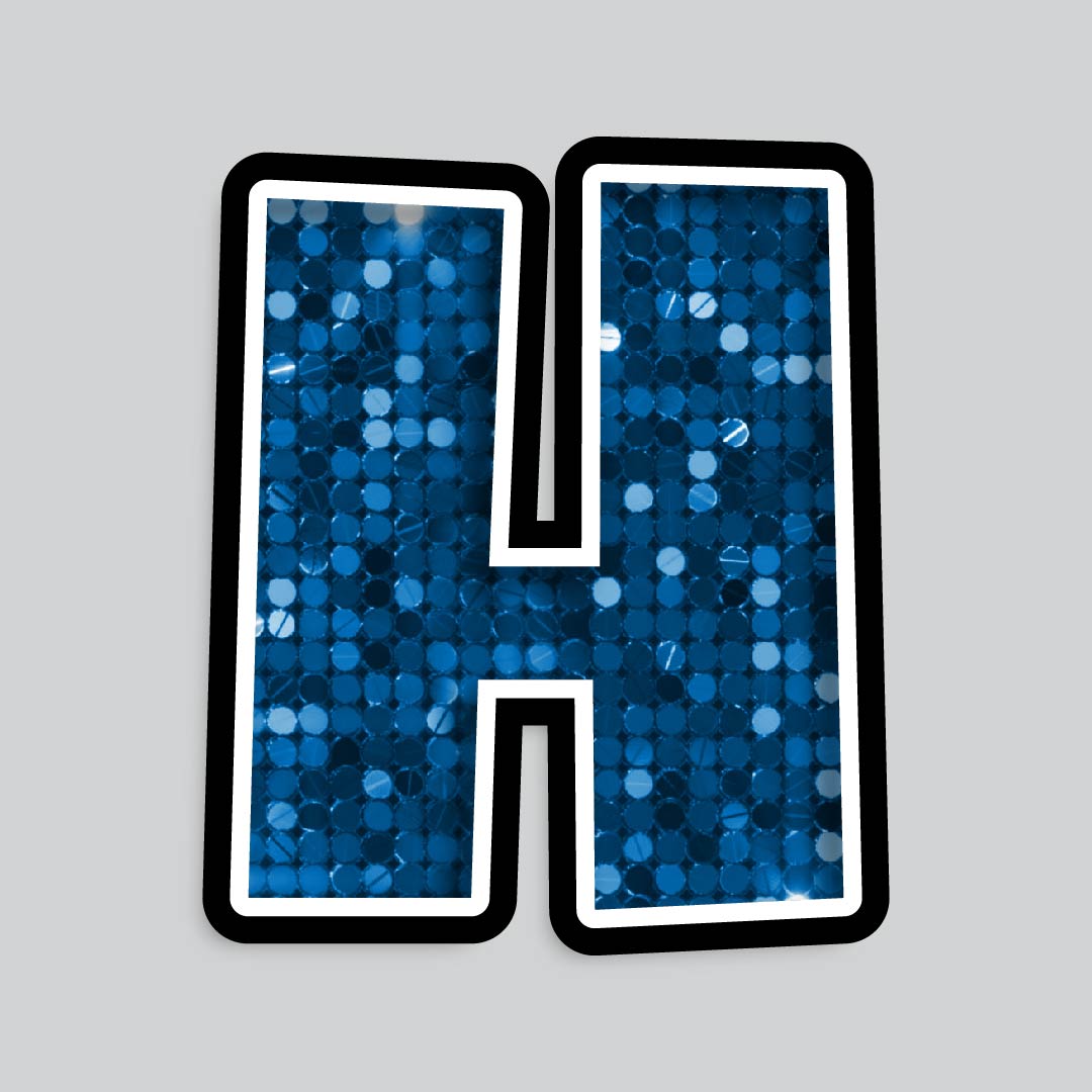 23.5” INDIVIDUAL LUCKY GUY SEQUIN BLUE SHADOW LETTERS