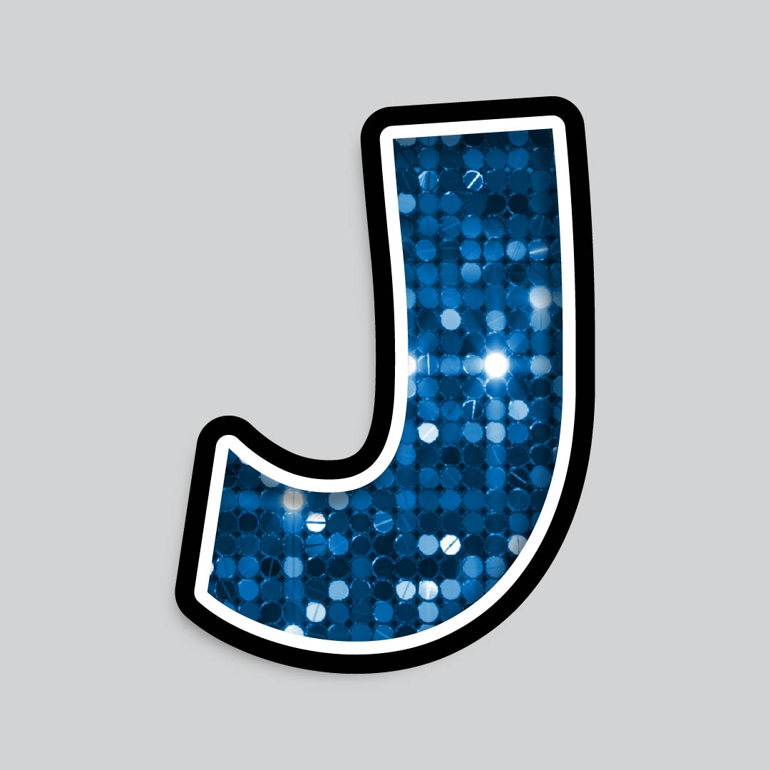 23.5” INDIVIDUAL LUCKY GUY SEQUIN BLUE SHADOW LETTERS