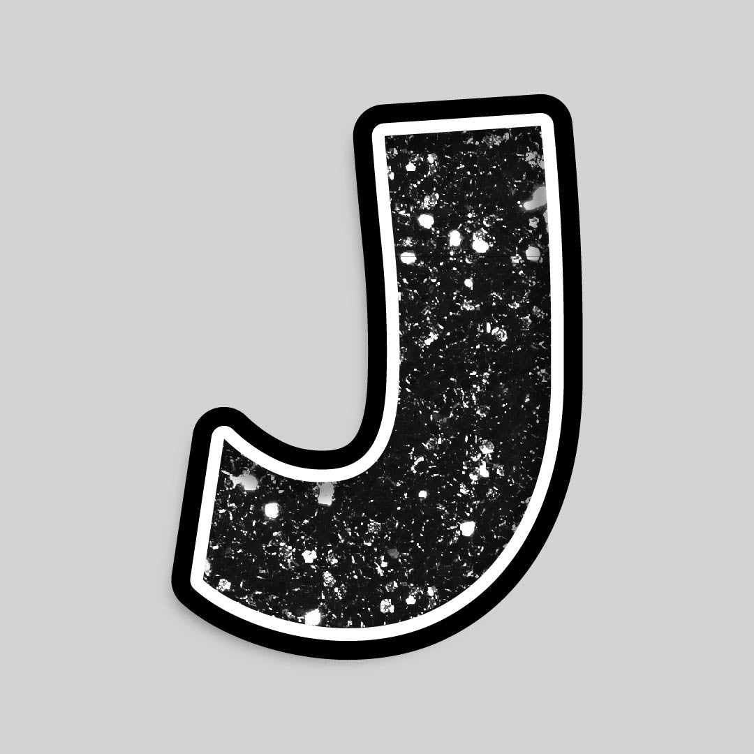 23.5” INDIVIDUAL LUCKY GUY BLACK CHUNKY GLITTER LETTERS