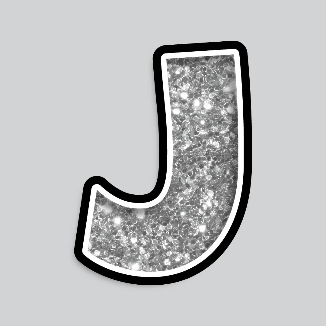 23.5” INDIVIDUAL LUCKY GUY SILVER CHUNKY GLITTER LETTERS