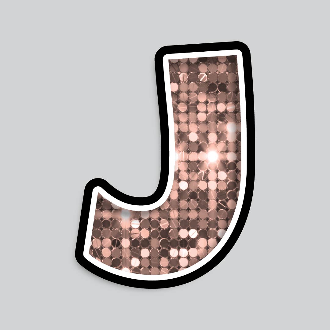23.5” INDIVIDUAL LUCKY GUY SEQUIN ROSE GOLD SHADOW LETTERS